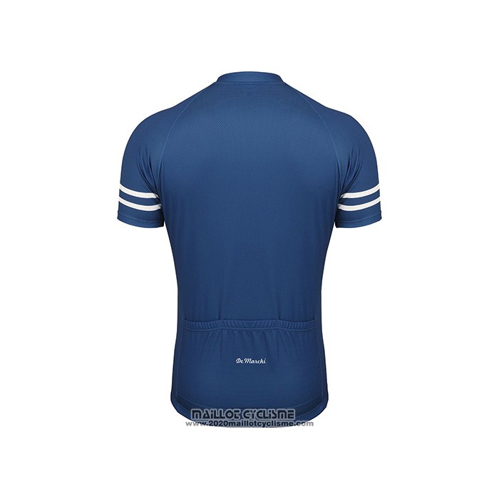 2021 Maillot Cyclisme de Marchi Fonce Bleu Manches Courtes et Cuissard